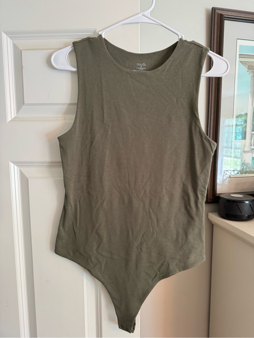 Nuuds Dark Olive Green Classic Crew Tank Bodysuit- Size M